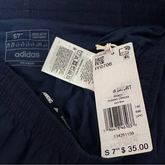 Adidas Men's Small Own The Run 7” Aeroready Navy Shorts - NWT! - Picture 2 of 4